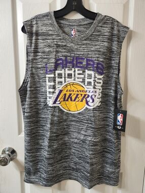 NBA Los Angeles Lakers Gray Heather Tank with Purple and Gold Logo
